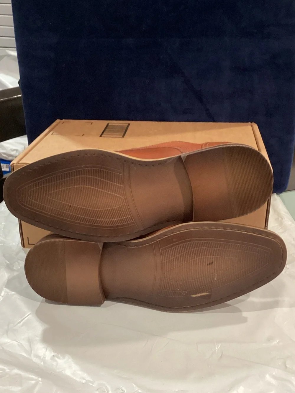 Nordstrom Rack Men’s 8M Cognac Leather Dress Shoes Ortholite